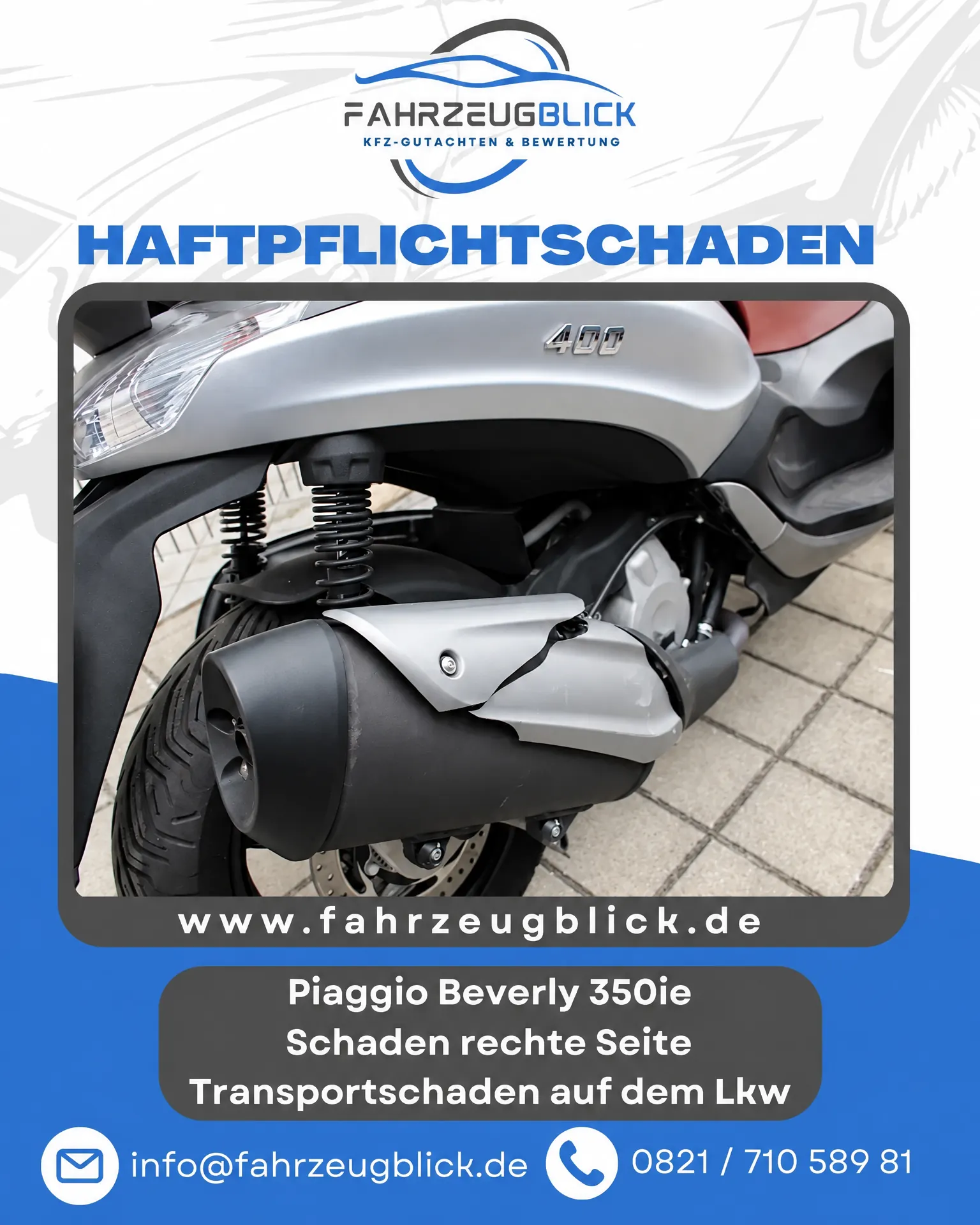 Schadensbeispiel Piaggio Beverly 350ie, Transportschaden