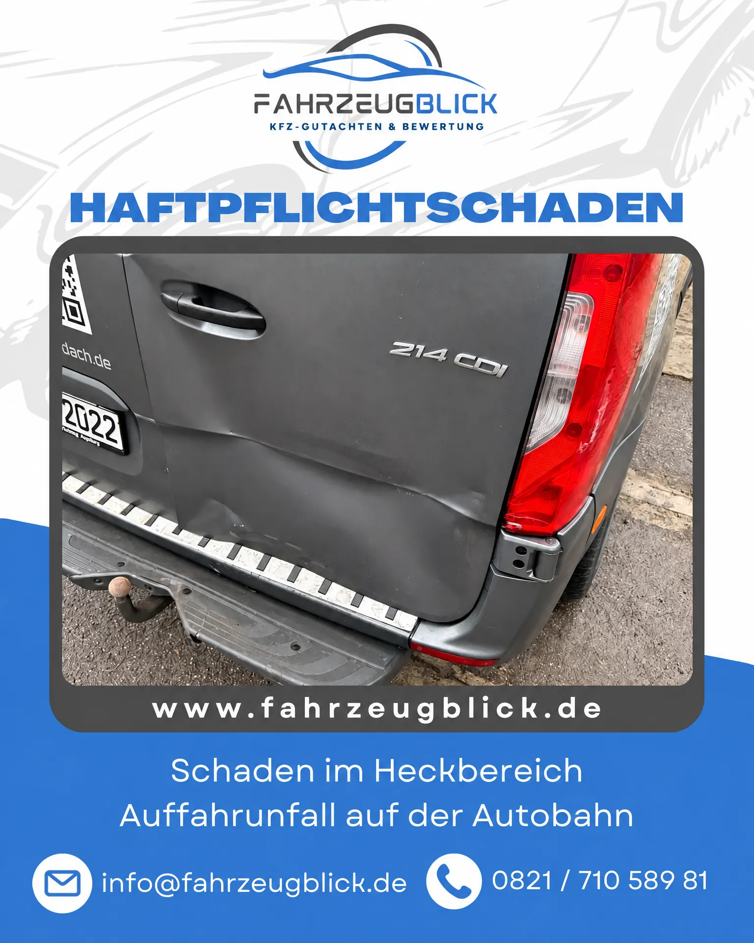Schadensbeispiel Heckschaden nach Auffahrunfall auf der Autobahn
